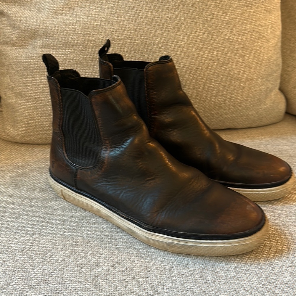 Frye Chelsea sneakers.  Brown. Size 9.5. Great condition.